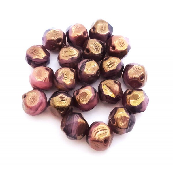 10x Perles Baroques 9mm en verre Tchèque, Rose Antique / Rose Gold Polished - Photo n°2