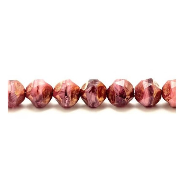 10x Perles Baroques 9mm en verre Tchèque, Rose Antique / Rose Gold Polished - Photo n°1