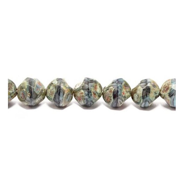 10x Perles Baroques 9mm en verre Tchèque, Gris Antique / Picasso Polished - Photo n°1