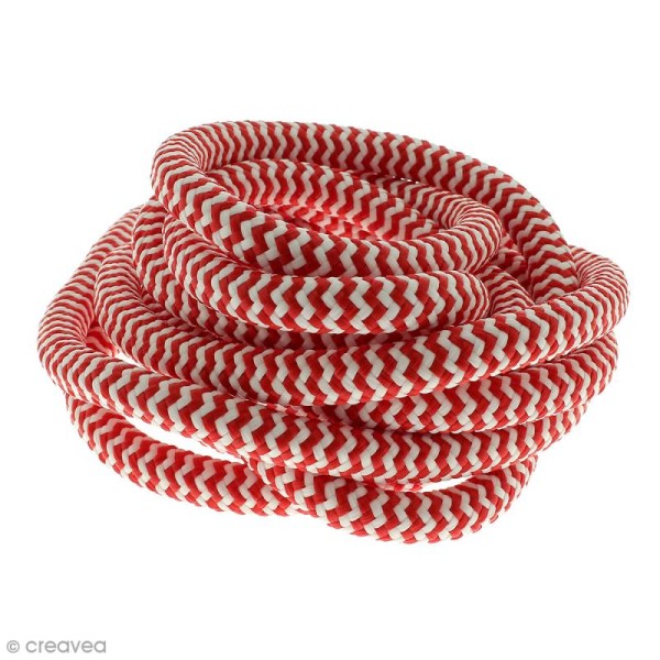 Corde d'escalade pour bijoux - Blanche et rouge - 10 mm x 3 mètres - Photo n°1