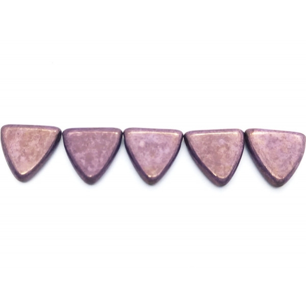 10 Perles Verre Tchèque 13mm Triangles Violet Antique Opaque Luster - Photo n°2