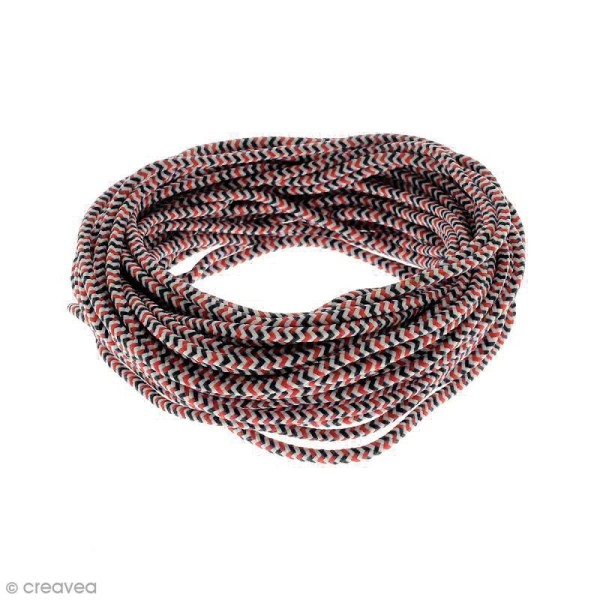 Cordon d'escalade pour bijoux - Noir blanc rouge - 3 mm - Au mètre (sur mesure) - Photo n°1