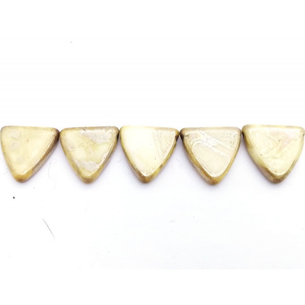 10 Perles Verre Tchèque 13mm Triangles Beige Antique Opaque Luster - Photo n°2