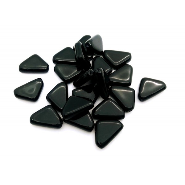 10 Perles Verre Tchèque 12x9mm Triangles bas Noir Opaque - Photo n°1