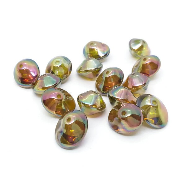 10 Perles Verre Tchèque UFO Beads 7x11mm Topaz Transparent AB - Photo n°1
