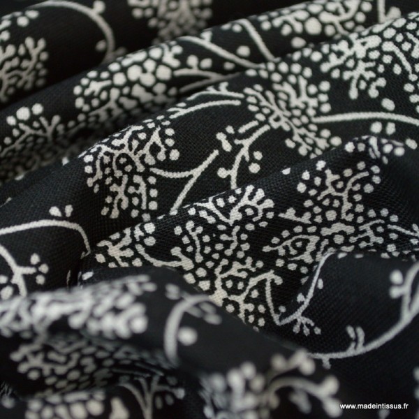 Tissu coton Vignes Noir et Blanc - Photo n°3