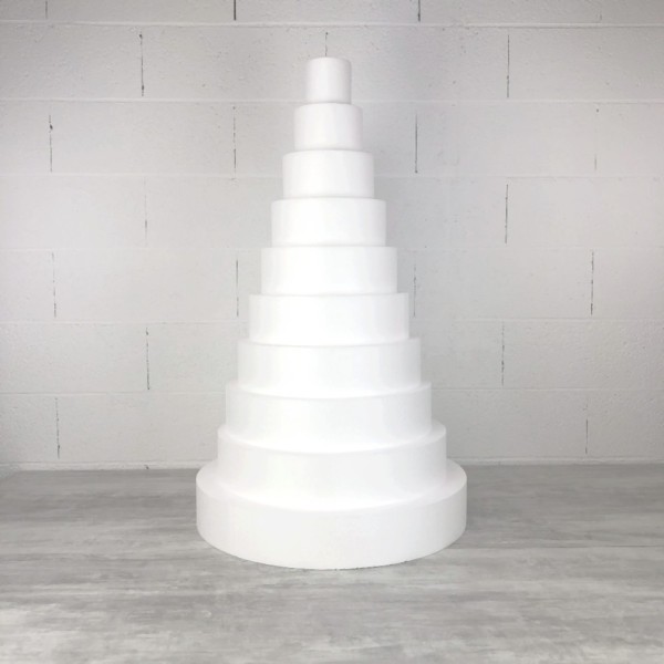 Pièce montée Wedding Cake  Hauteur 100 cm, Base Ø 60cm à 10cm, 10 étages en Polystyrène - Photo n°1