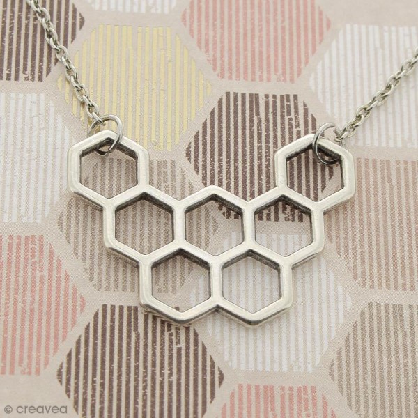 Breloque intercalaire Géométrique Nid d'abeille en métal - 40 mm - Photo n°2