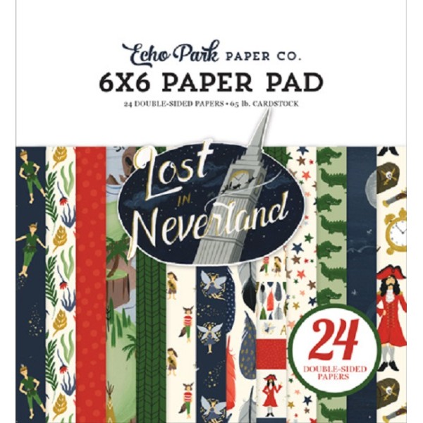 Papier scrapbooking  Echo Park - Lost in Neverland - 15 x15 cm - 24 feuilles - Photo n°1