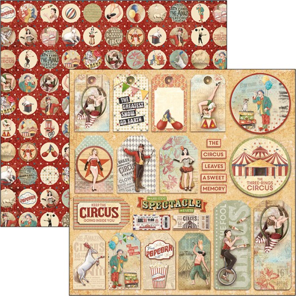 Papier scrapbooking Ciao Bella - The Createst Show - Circus tags - 30,5 x 31,5 - Photo n°1