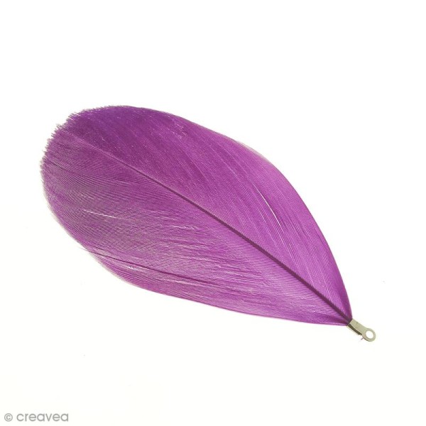 Pendentif plume Violet - 75 mm - Photo n°1
