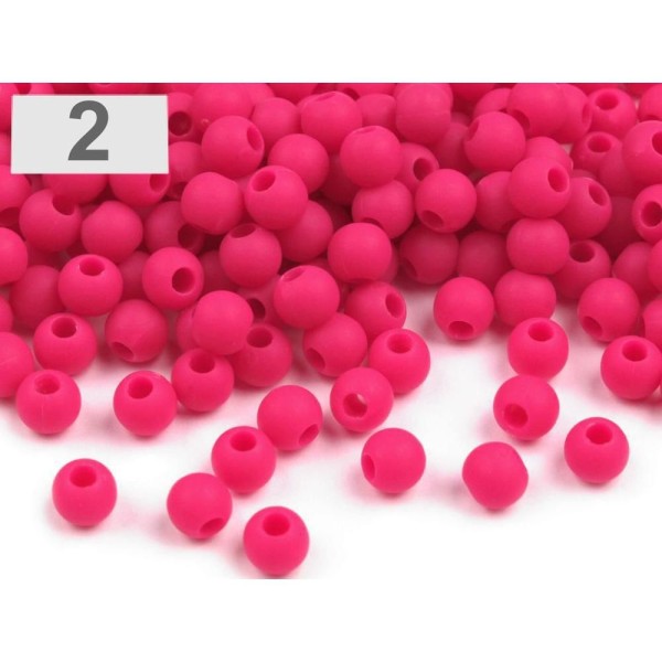 10g (r9) Framboise Perles en Plastique Ø4mm, Mat - Photo n°1
