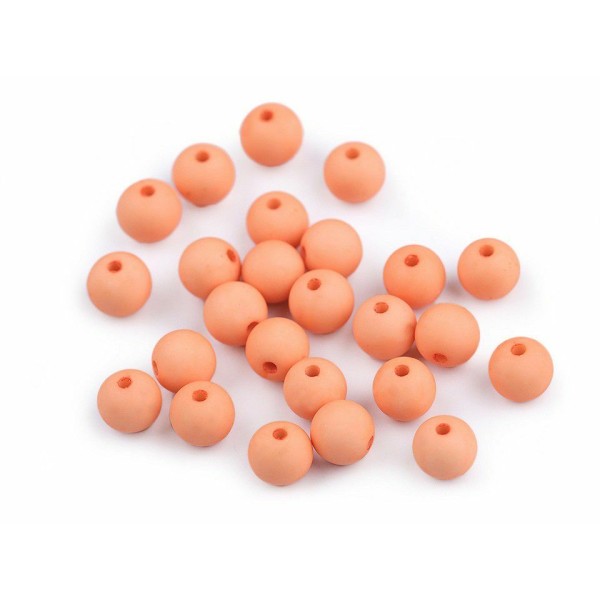 25pc (69) Saumon Mat Acrylique Perles 8mm, Plastique - Photo n°1