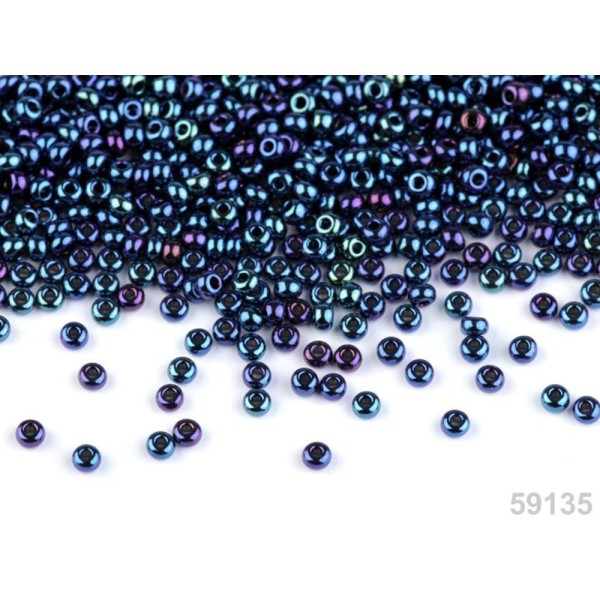 20g 59135 Darkbluegreen Perles de rocaille PRECIOSA Effet Iris 8/0 - 3mm - Photo n°1