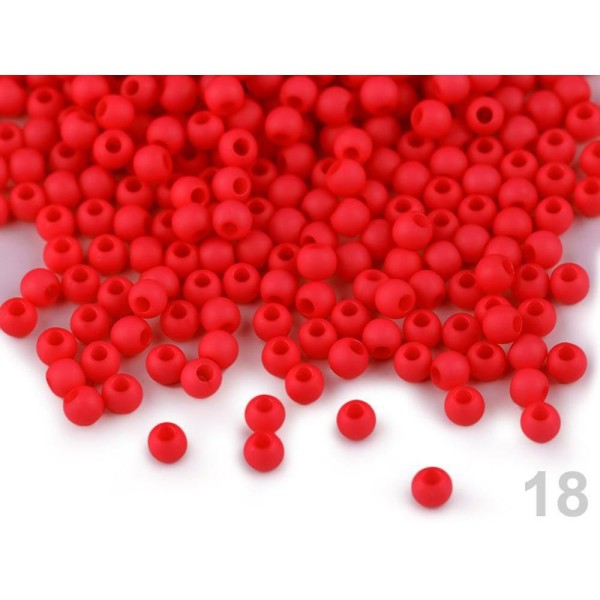 10g (r12) Rouge Perles en Plastique Ø4mm, Mat - Photo n°1