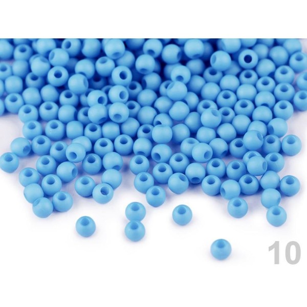 10g (r32) Bébé Bleu Perles en Plastique Ø4mm, Mat - Photo n°1