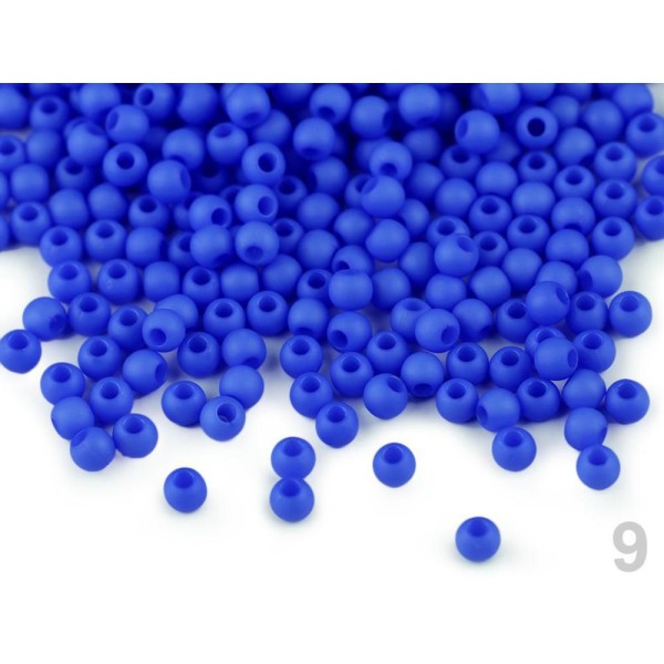 10g (r37) Roi Bleu Perles en Plastique Ø4mm, Mat - Photo n°1