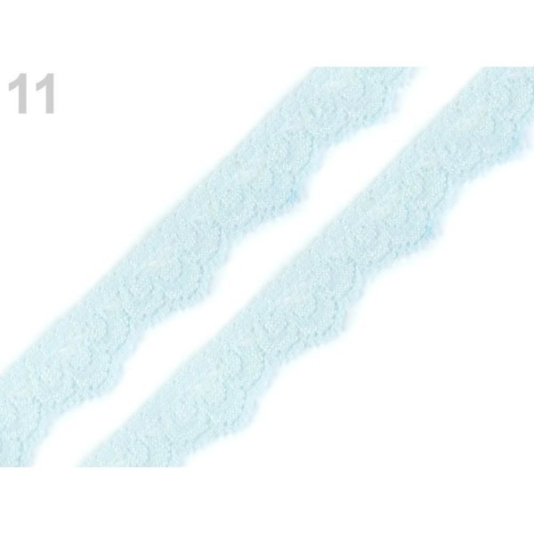 13,5 m 11 Bleu clair Élastique Bordure en Dentelle Largeur 16mm, s'Étirer, Et de Madère, Mercerie, - Photo n°1