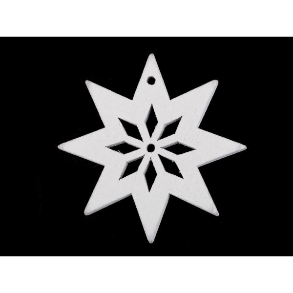 6pc White Star en Bois découpé - Noël Flocon de neige, Art de Noël, en Étoile, en Arbre, de Bell, de - Photo n°2
