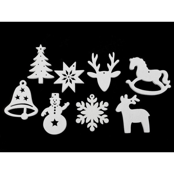 6pc White Star en Bois découpé - Noël Flocon de neige, Art de Noël, en Étoile, en Arbre, de Bell, de - Photo n°4
