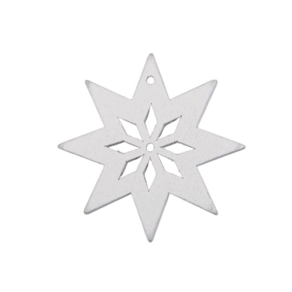 6pc White Star en Bois découpé - Noël Flocon de neige, Art de Noël, en Étoile, en Arbre, de Bell, de - Photo n°1