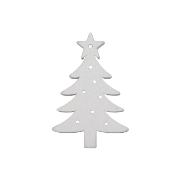 6pc Arbre Blanc en Bois découpé - Noël Flocon de neige, Art de Noël, en Étoile, en Arbre, de Bell, d - Photo n°1