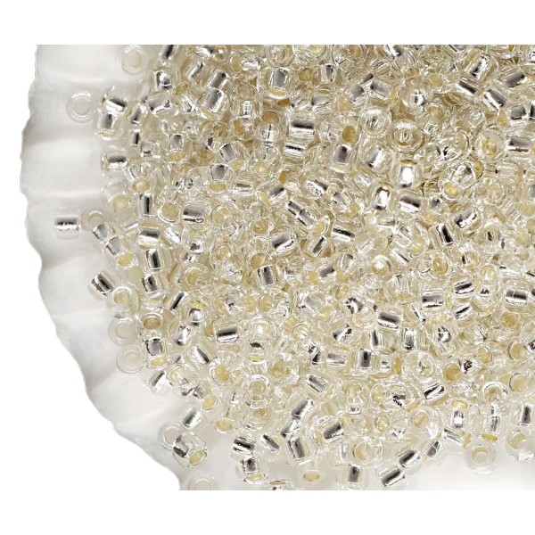 20g de verre rond en cristal doublé d'argent Perles japonaises de graines de TOHO 15/0 TR-15-21 1,6 - Photo n°1