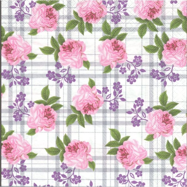 4 Serviettes en papier Motifs Fleurs Roses Format Lunch Decoupage Decopatch 21566 Paper+Design - Photo n°1