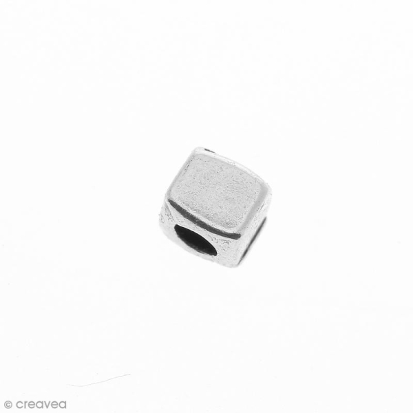 Perle cube en métal - 3 mm - Photo n°1