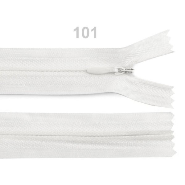 1pc 101 101 Blanc Invisible en Nylon à fermeture éclair Largeur 3mm, Longueur de 18 Cm, Bobine Bout - Photo n°1