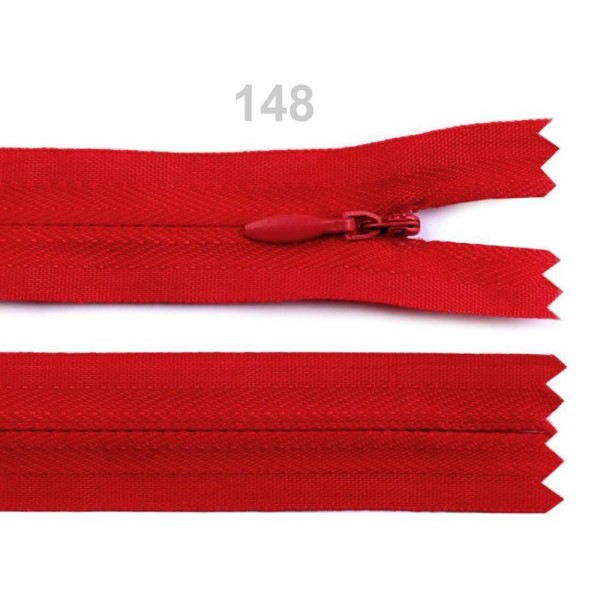 1pc 148 à Haut Risque Rouge Invisible en Nylon à fermeture éclair Largeur 3mm, Longueur de 18 Cm, Bo - Photo n°1
