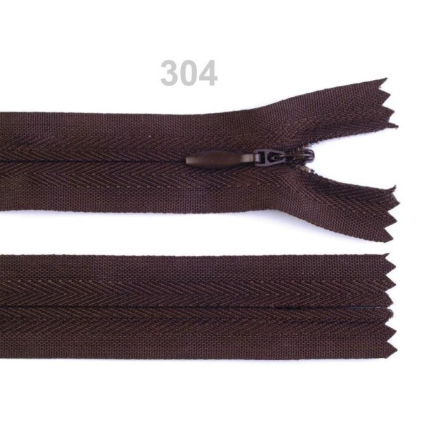 1pc 304 Brun Chocolat Invisible en Nylon à fermeture éclair Largeur 3mm, Longueur de 18 Cm, Bobine B - Photo n°1