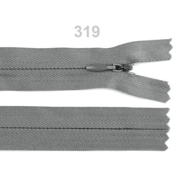 1pc 319 Gris Acier Invisible en Nylon à fermeture éclair Largeur de 3mm Longueur 22cm, le Sac de Fai - Photo n°1