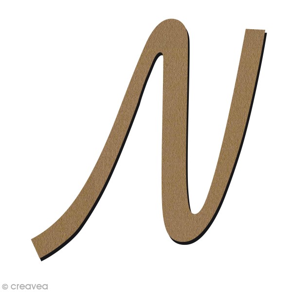 Lettre en bois 30 cm - Alphabet manuscrit - N Majuscule - Photo n°1