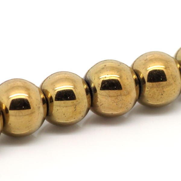 10 Perles Hematite Doré 10mm Hématite Creation bijoux, bracelet, Collier - Photo n°2