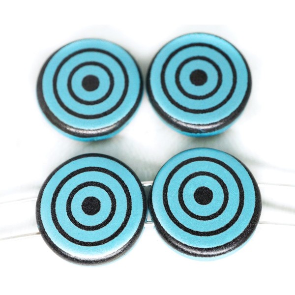 4pcs Mat Cible Spirale Bleu Rond en Verre tchèque Modèle Laser à Plat 2 Deux Trou de la Pièce de Per - Photo n°1