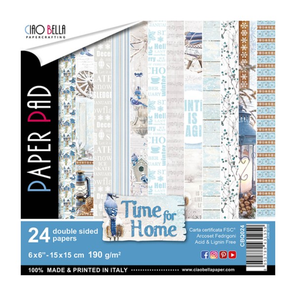 Papier scrapbooking Ciao Bella - Time for Home - 15 x 15 - 24 feuilles - Photo n°1