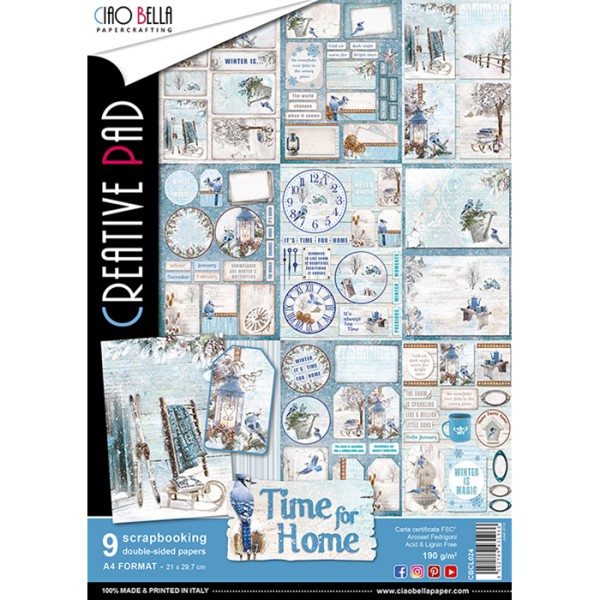 Papier scrapbooking Ciao Bella - Time for Home - A4 - 9 feuilles - Photo n°1