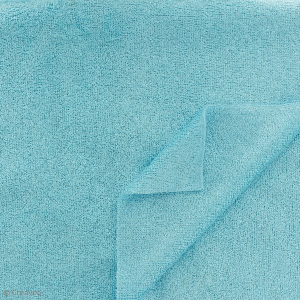 Tissu éponge de bambou - Bleu turquoise - Par 10 cm (sur mesure) - Photo n°2