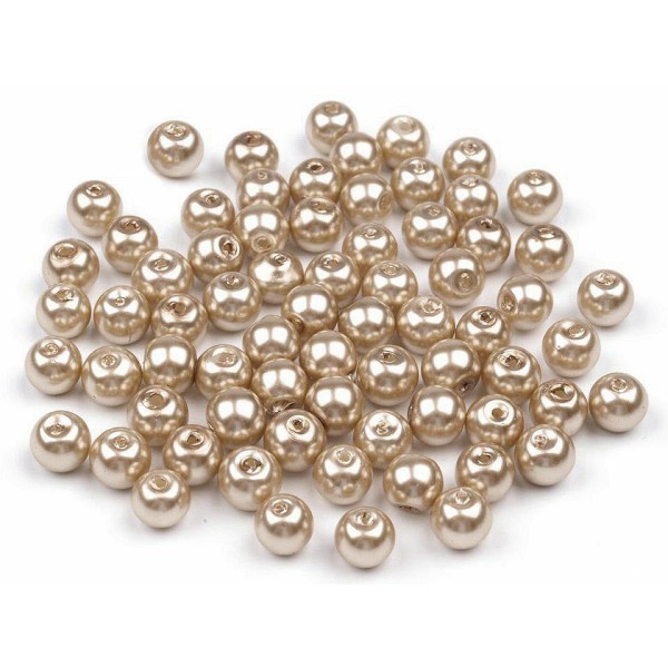 50g 61b Crémeux Lumière Ronde en Verre Imitation de Perles de Perles de 6mm, de Perles de Bijoux, de - Photo n°3