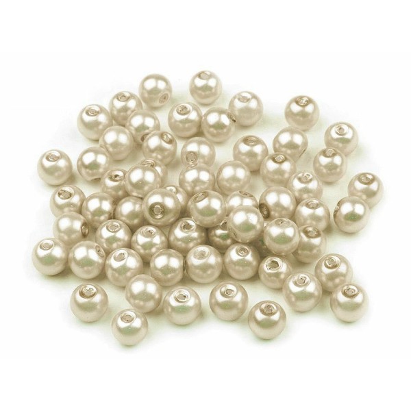 50g 61b Crémeux Lumière Ronde en Verre Imitation de Perles de Perles de 6mm, de Perles de Bijoux, de - Photo n°4
