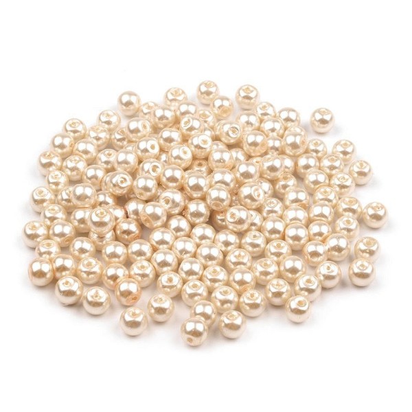 50g 05 Une Crème Rond Verre Perles Imitation Perles de 6mm, de Perles de Bijoux, de Perles de Bijoux - Photo n°1