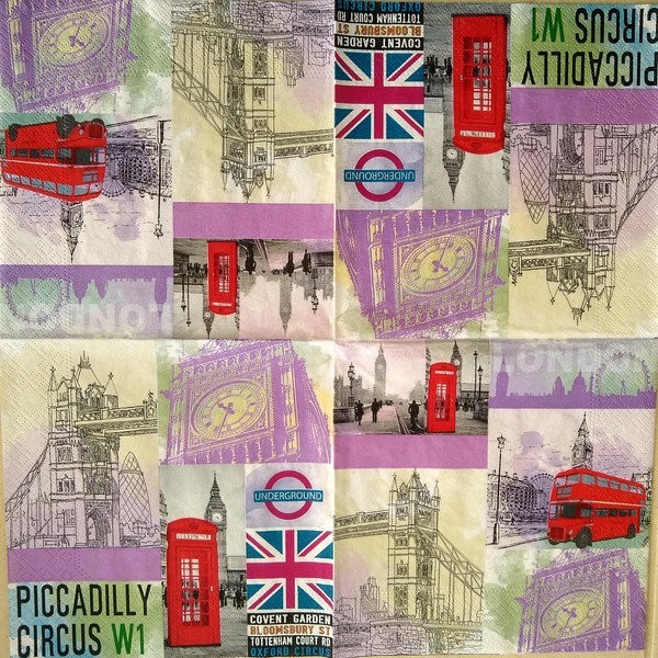 4 serviettes en papier découpage collage 33 cm LONDRE D 130 - Photo n°2