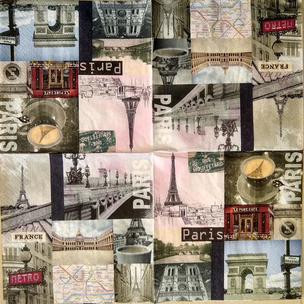 4 serviettes en papier découpage collage 33 cm PARIS D 132 - Photo n°2