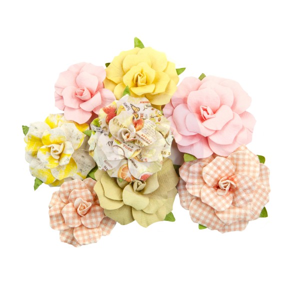 8 pièces fleur feuille papillon en papier scrapbooking décoration PRIMA MARKETING 914 - Photo n°1