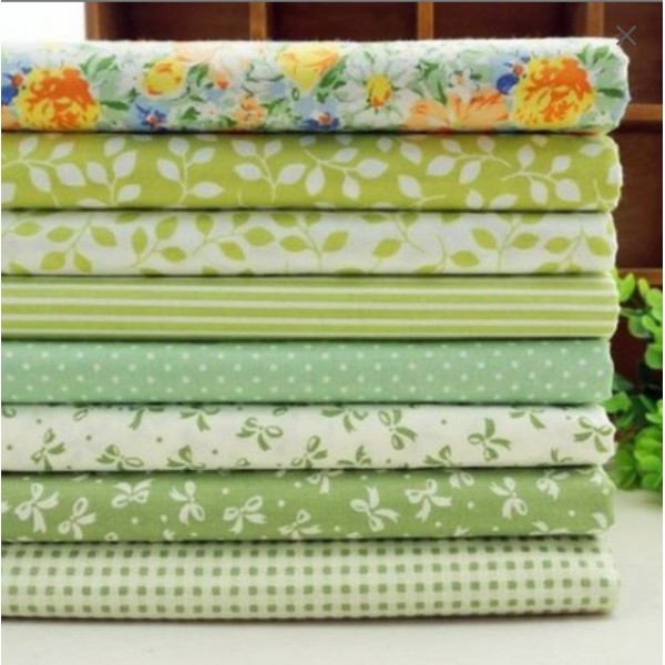 8 coupons tissu patchwork coton couture 40 x 50 cm TONS VERT 1016 - Photo n°1