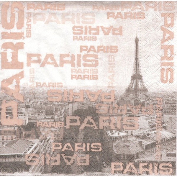 4 Serviettes en papier Paris Ville de l'amour Vintage Format Lunch Decoupage 21572 Paper+Design - Photo n°1