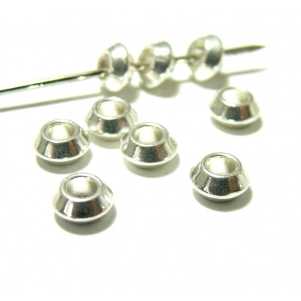 PS110148389 PAX 100 perles intercalaires Toupies 6mm métal couleur Argent Vif - Photo n°1
