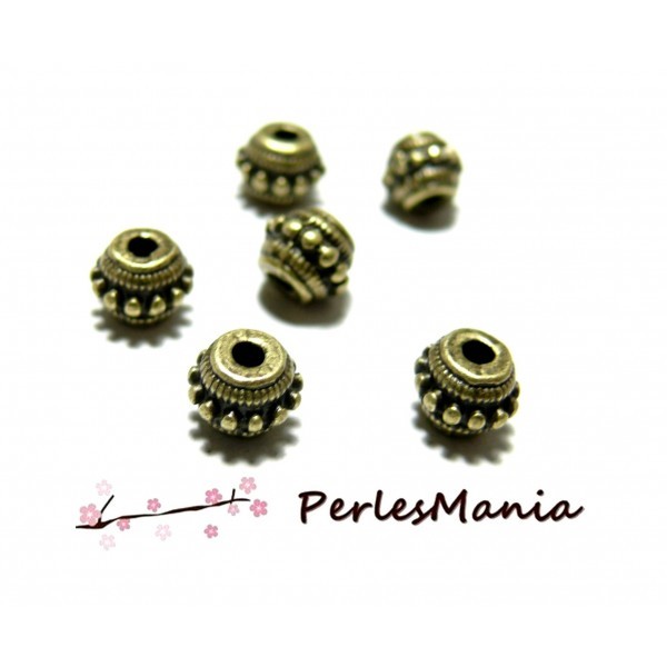 PS1177402 PAX 20 perles intercalaires TONNEAU PICOT 8mm metal couleur BRONZE - Photo n°1
