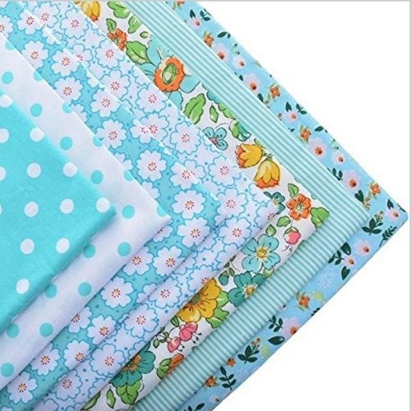 7 coupons tissu patchwork coton couture 40 x 50 cm VERT BLEU 3992 - Photo n°1